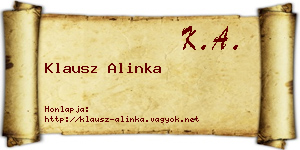 Klausz Alinka névjegykártya
